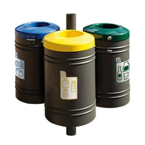Corbeille Guyenne pour tri sélectif Inox brossé 40 litres