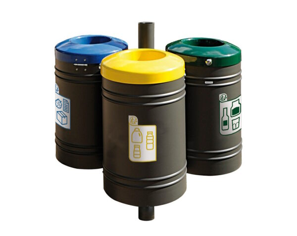 Corbeille Guyenne pour tri sélectif Inox brossé 40 litres
